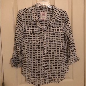 Long Sleeve Heart Print Button-down Shirt NWT